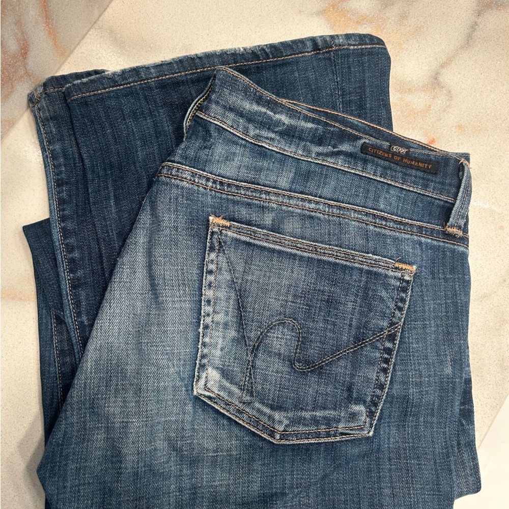 Citizens Of Humanity Dark Blue Flare Jeans, Low-rise Ingrid